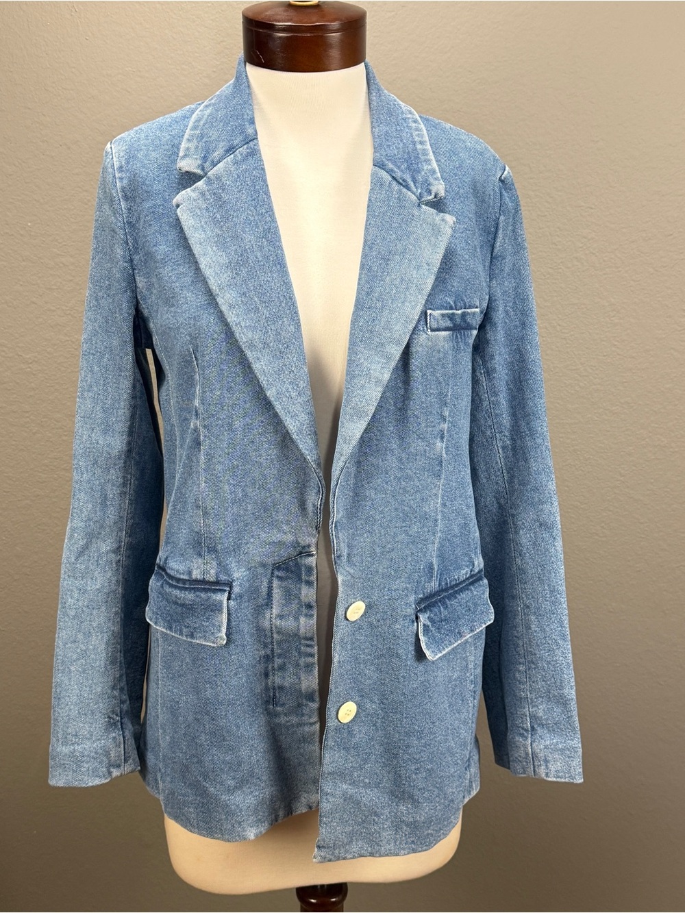 Staud Maxwell Denim Blazer Jacket Sz S Edgy Chic Stylish - Picture 2 of 9